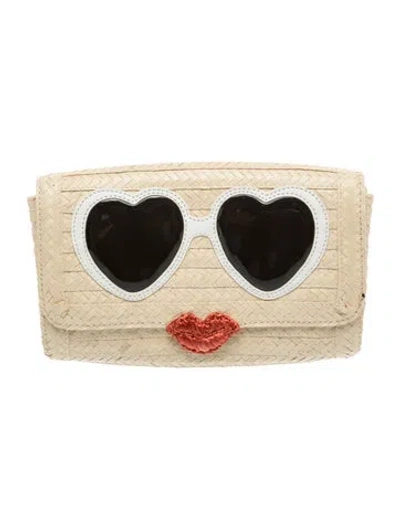 Pre-owned Kate Spade Straw Clutch In Neutral