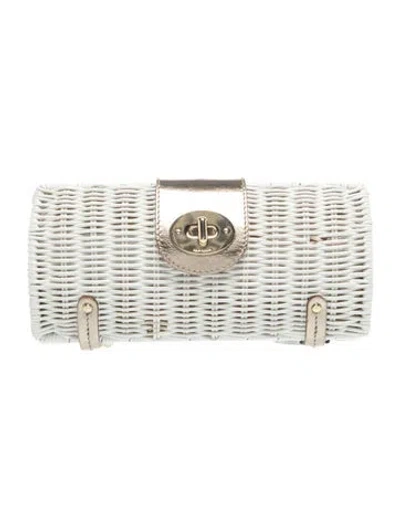 Pre-owned Kate Spade Straw Clutch In White
