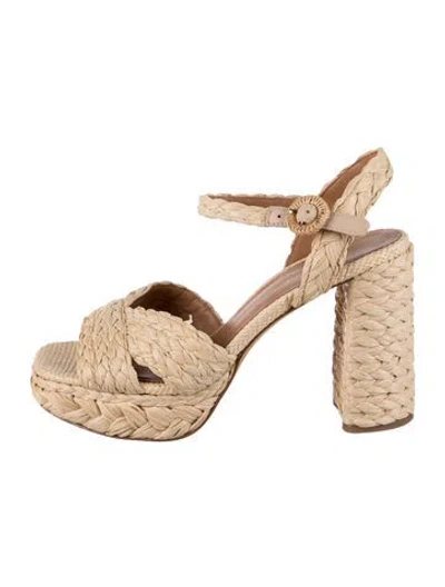 Pre-owned Kate Spade Straw Espadrilles In Neutral