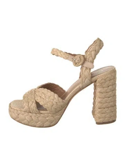 Pre-owned Kate Spade Straw Sandals In Neutral