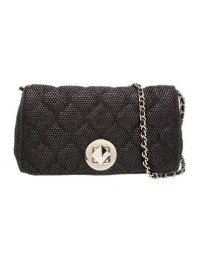 Pre-owned Kate Spade Straw Shoulder Bag In Black