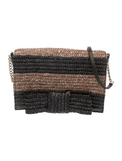 Pre-owned Kate Spade Straw Shoulder Bag In Black
