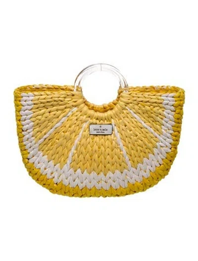 Pre-owned Kate Spade Straw Top Handle Bag W/ Tags In Yellow