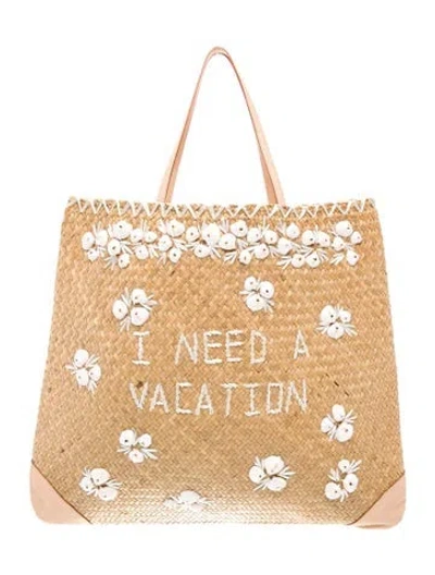 Pre-owned Kate Spade Straw Tote In Neutral