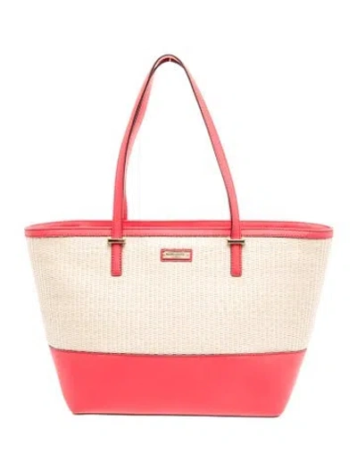Pre-owned Kate Spade Straw Tote In Red
