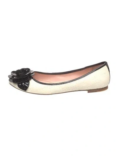 Pre-owned Kate Spade Straw Tweed Pattern Ballet Flats In Black/neutrals