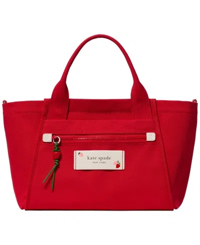 Kate Spade Strawberry Canvas Dash Large Tote Handbag In Red