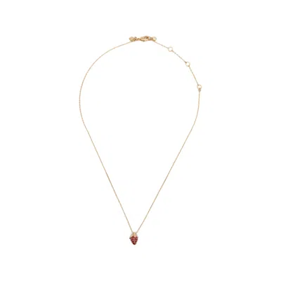 Kate Spade Strawberry-pendant Crystal-embellished Necklace In Gold