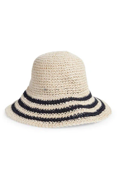 Kate Spade Stripe Crushable Straw Cloche Hat In Natural