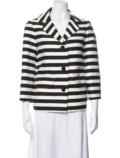 Pre-owned Kate Spade Striped Blazer In Black