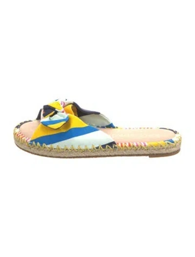 Pre-owned Kate Spade Striped Bow Accents Espadrilles In Blue