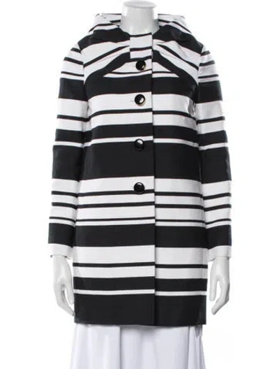 Pre-owned Kate Spade Striped Coat In Black