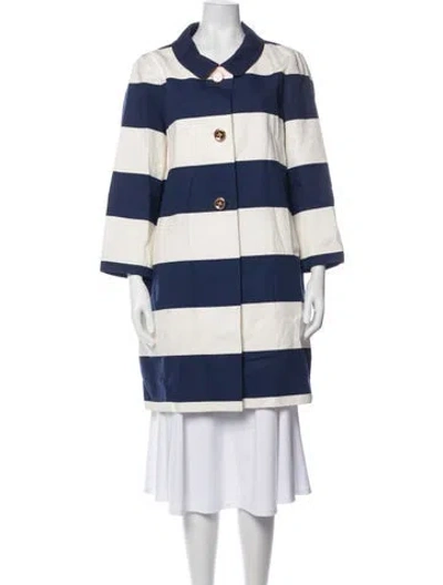 Pre-owned Kate Spade Striped Coat In Blue