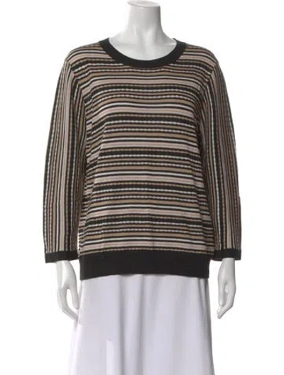 Pre-owned Kate Spade Striped Crew Neck Sweater In Black