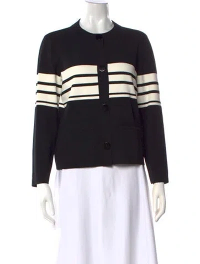 Pre-owned Kate Spade Striped Crew Neck Sweater In Black