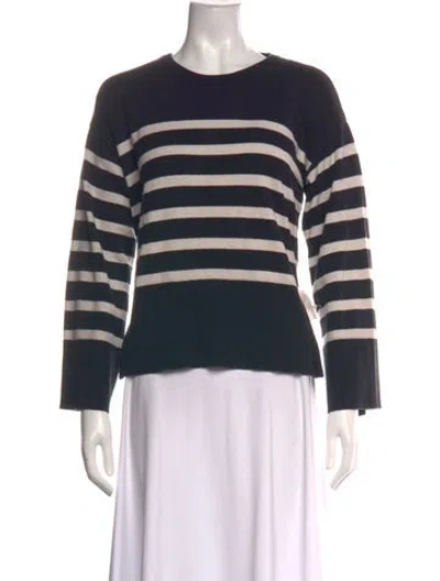Pre-owned Kate Spade Striped Crew Neck Sweater In Black