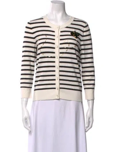 Pre-owned Kate Spade Striped Crew Neck Sweater In Black