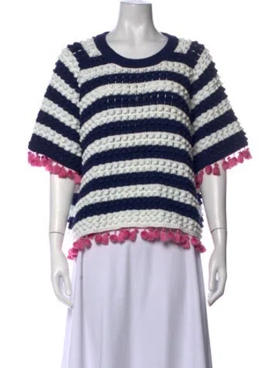 Pre-owned Kate Spade Striped Crew Neck Sweater In Blue