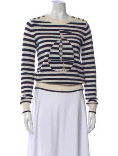 Pre-owned Kate Spade Striped Crew Neck Sweater In Neutral