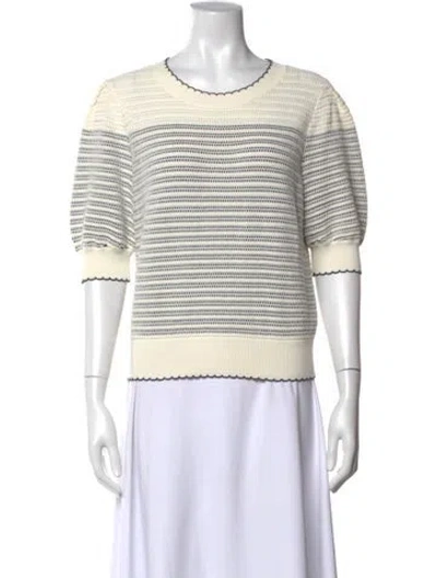 Pre-owned Kate Spade Striped Crew Neck Sweater In Neutral