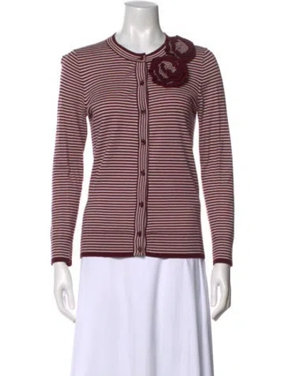 Pre-owned Kate Spade Striped Crew Neck Sweater In Red