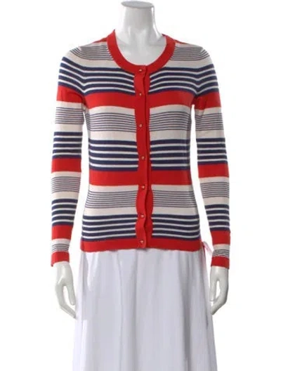 Pre-owned Kate Spade Striped Crew Neck Sweater W/ Tags In Red