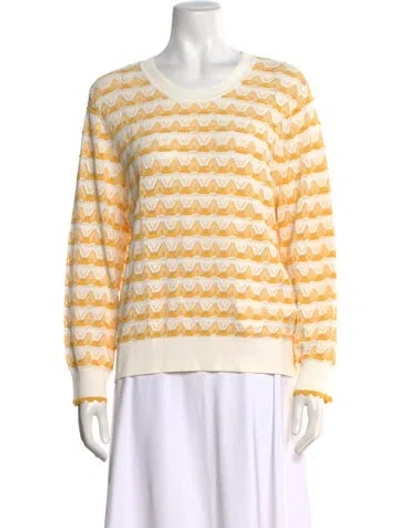 Pre-owned Kate Spade Striped Crew Neck Sweater W/ Tags In Yellow