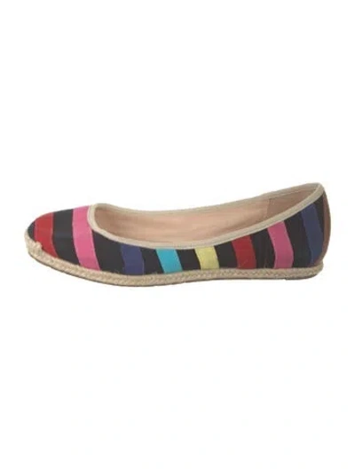 Pre-owned Kate Spade Striped Espadrilles In Black