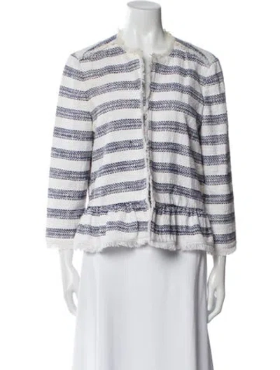 Pre-owned Kate Spade Striped Evening Jacket In White