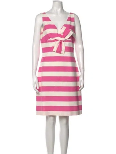Pre-owned Kate Spade Striped Knee-length Dress In Pink