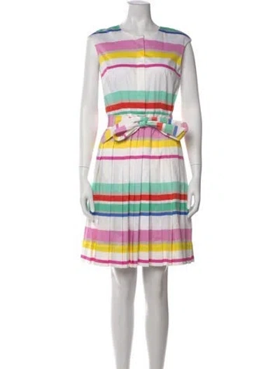 Pre-owned Kate Spade Striped Knee-length Dress W/ Tags In White