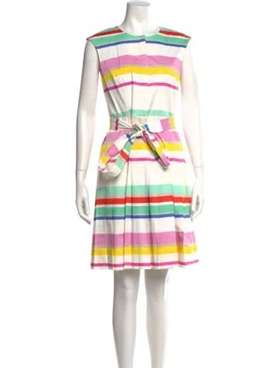 Pre-owned Kate Spade Striped Knee-length Dress In White