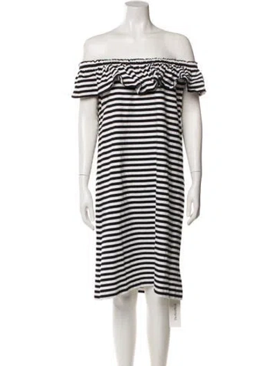 Pre-owned Kate Spade Striped Knee-length Dress In White