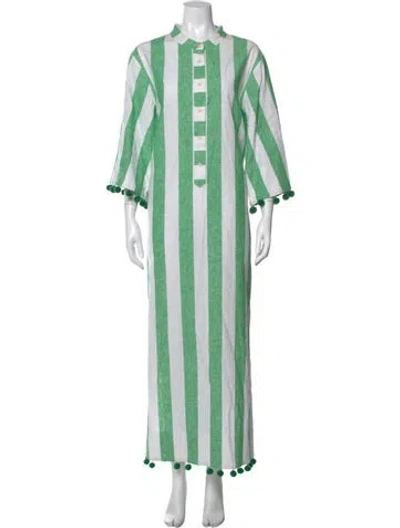 Pre-owned Kate Spade Striped Long Dress In Green
