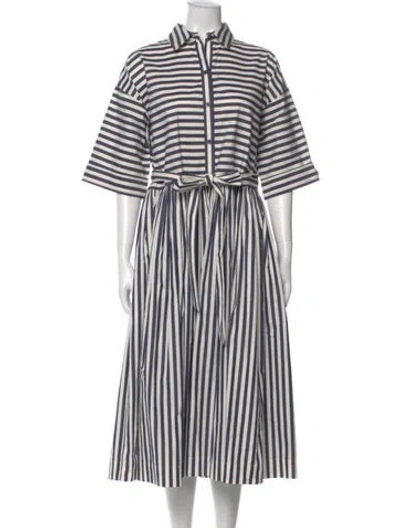 Pre-owned Kate Spade Striped Long Dress In White