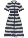 Kate Spade Striped Midi Dress In Blue