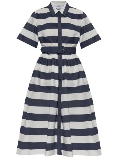 Kate Spade Striped Midi Dress In Blue