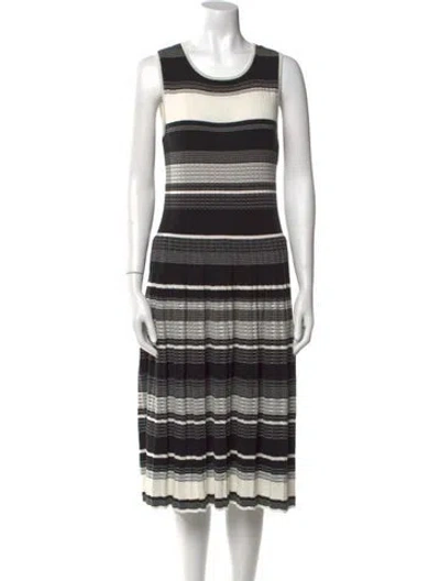 Pre-owned Kate Spade Striped Midi Length Dress In Black