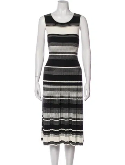 Pre-owned Kate Spade Striped Midi Length Dress In Black