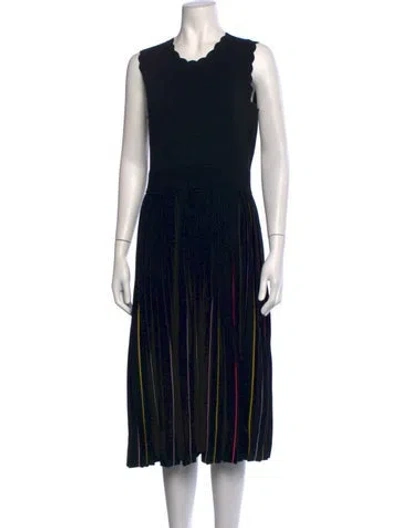 Pre-owned Kate Spade Striped Midi Length Dress In Black