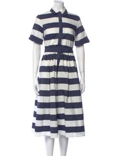 Pre-owned Kate Spade Striped Midi Length Dress In Blue