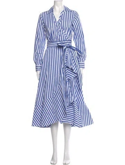 Pre-owned Kate Spade Striped Midi Length Dress In Blue