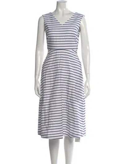 Pre-owned Kate Spade Striped Midi Length Dress In Blue