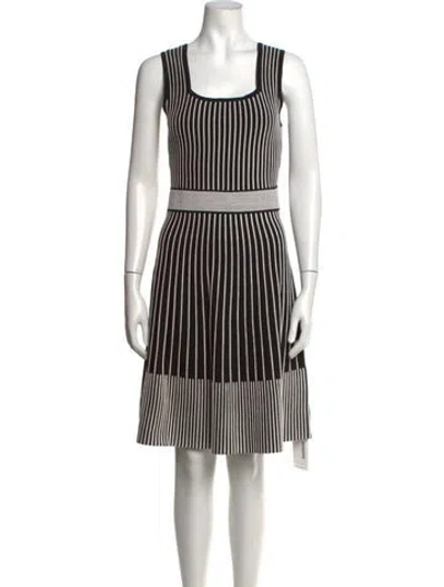 Pre-owned Kate Spade Striped Midi Length Dress W/ Tags In Black/white
