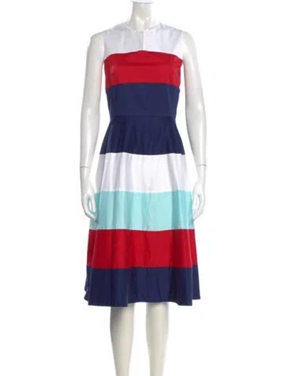 Pre-owned Kate Spade Striped Midi Length Dress W/ Tags In Multi
