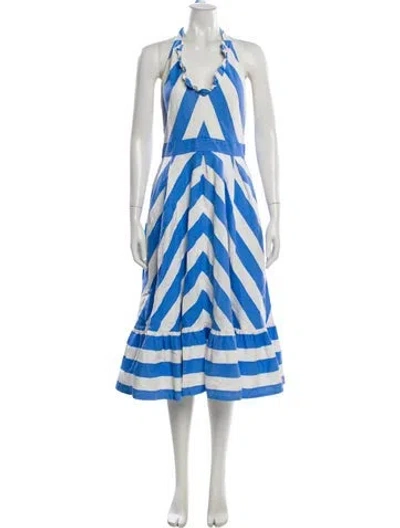 Pre-owned Kate Spade Striped Midi Length Dress In White