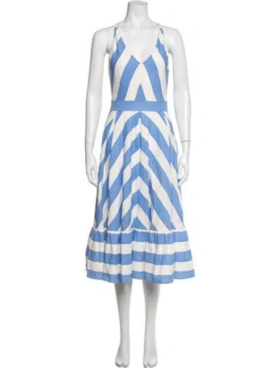 Pre-owned Kate Spade Striped Midi Length Dress In White
