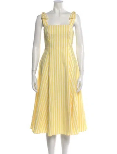 Pre-owned Kate Spade Striped Midi Length Dress In Yellow