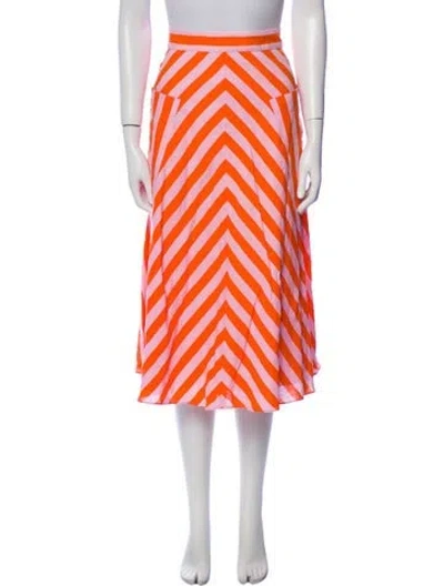 Pre-owned Kate Spade Striped Midi Length Skirt In Pink