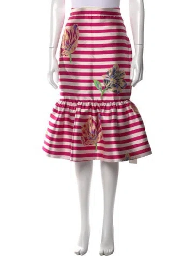 Pre-owned Kate Spade Striped Midi Length Skirt In Pink